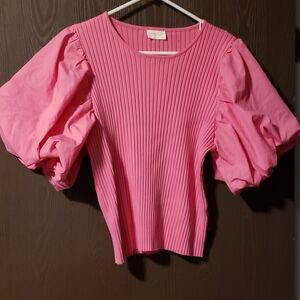 Elegant Pink Puff Sleeve Blouse